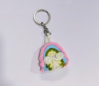 Porte-clés fleur rose au crochet fait main pour femmes et filles, joli porte-clés fleur rouge, cadeau esthétique fait main, broderie, porte-clés