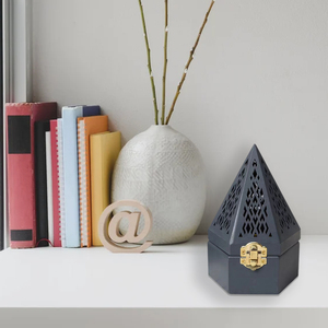 Mubkhar en bois moderne avec plateau métallique, brûleur d'encens carré de bureau, brûleur d'oud de haute qualité pour la décoration de la maison, Mubkhar en bois Bakhoor - Product Image 3