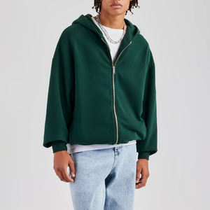 ผู้ผลิต OEM เสื้อฮู้ดดี้ทรงปกติสำหรับผู้ชาย ผ้าฝ้าย 100% เสื้อฮู้ดดี้ซิปแบบหนา น้ำหนักมาก ทรงโอเวอร์ไซส์ เสื้อฮู้ดดี้ซิปสำหรับผู้ชาย - Product Image 1