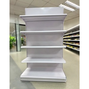 ชั้นวางสินค้าโลหะแบบกำหนดเองสำหรับงานหนัก ชั้นวางขายปลีกแบบแนวตั้งขัดเงา พร้อมชั้นวาง 4 ชั้น ประกอบสำเร็จสำหรับซูเปอร์มาร์เก็ต - Product Image 3