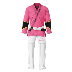 Uniforme de Jiu Jitsu Brasileño de Algodón de Alta Calidad Rosa y Blanco con Logotipo Personalizado de Bana Brothers - Product Image 1