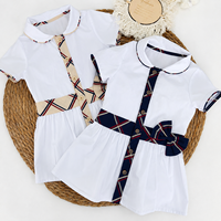 Robe élégante pour filles Jiefute, nouvelle collection été, style preppy, ceinture contrastée à carreaux avec nœud, vêtements formels pour l'école, boutique pour enfants