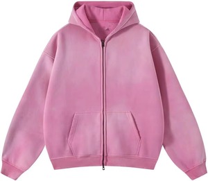 MUESTRA GRATUITA Sudadera con Capucha Casual de Manga Regular, Oversize, Transpirable, con Cremallera, Lavado Ácido, 100% Algodón Felpa, Impresión Digital Personalizada - Product Image 2