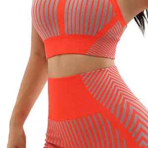 Ensemble de yoga respirant sans couture pour femmes, 2 pièces, vêtements de sport de gym, haut court sans manches, leggings à taille mi-haute élastique - Product Image 1