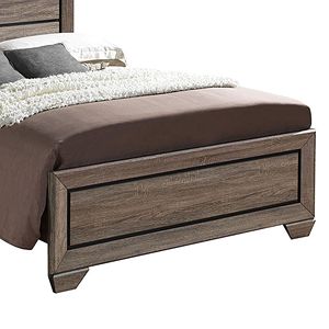 Letto a pannello Queen in taupe lavato con struttura in legno artigianale - Product Image 3