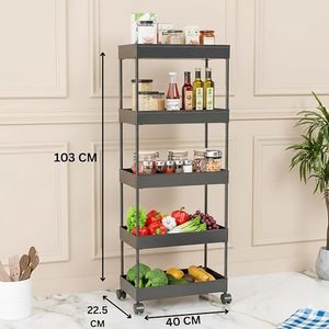 Cesta de Frutas Metálica de Dos Niveles, Organizador de Cocina Rectangular, Diseño Minimalista, Color Negro - Product Image 2