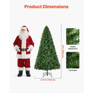 Albero di Natale Artificiale da 180 cm con 1250 Punte di Rami, Decorazione Festiva Completa, Base in Metallo Robusta per Casa e Feste - Product Image 2