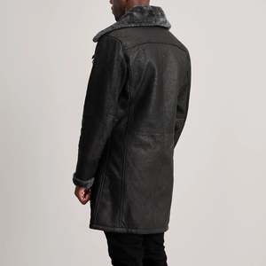 Men's Long Wool Blend <b>Coat</b> With Faux Fur Lining Double Breasted Windproof Winter Casual Jacket - Product Image 2