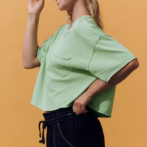 Camisetas Cortas de Algodón 100% Personalizadas para Mujer, Estilo Sexy, Cuello Simulado, Tallas Grandes, Venta al por Mayor - Product Image 6