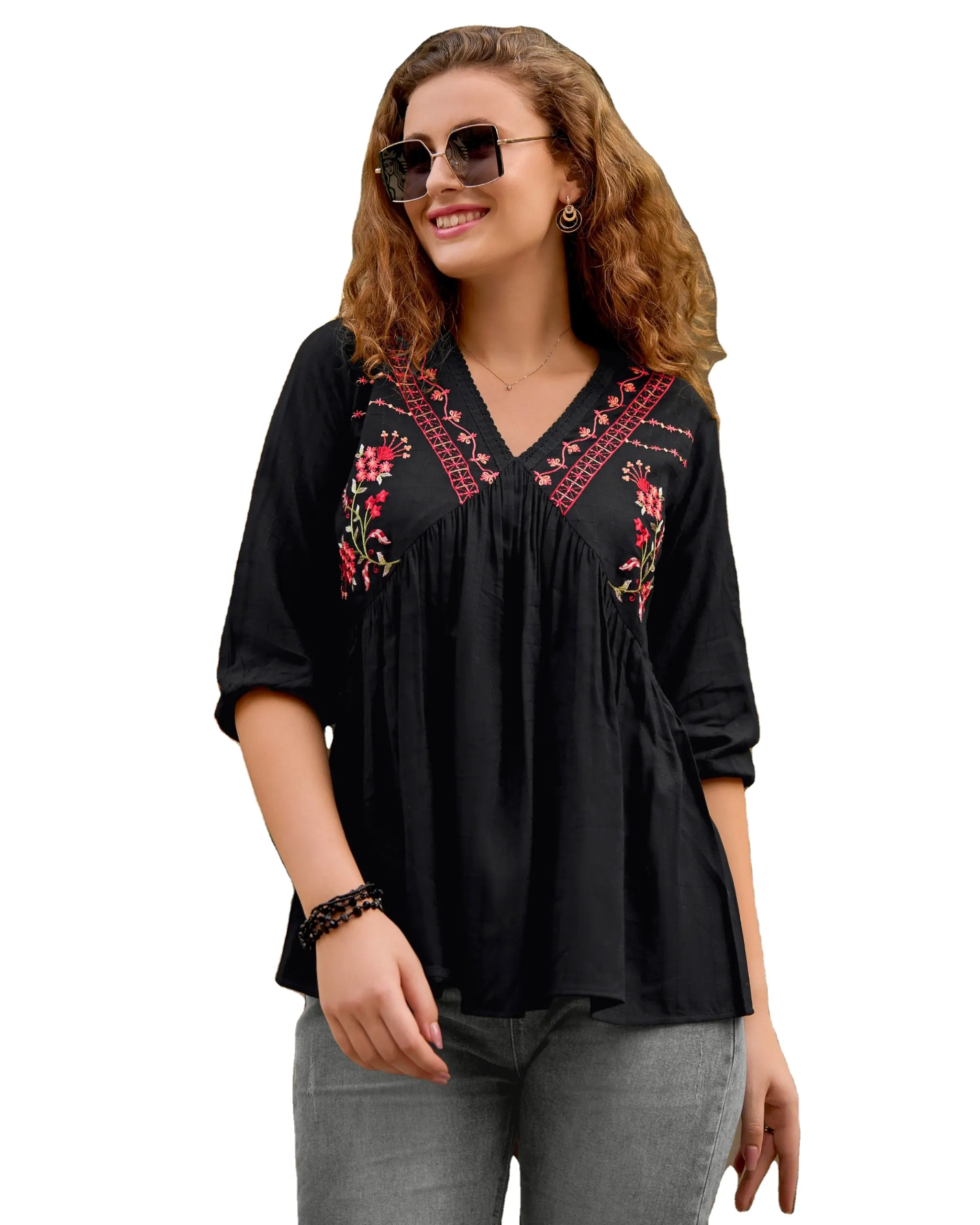 Exclusieve Premium Tops Collectie Voor Dameskleding Fancy Viscose Rayon Tops Exporteur En Groothandel Leveranciers Uit India |