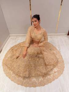 Lehenga Choli élégant de qualité supérieure en tulle souple, style indien pakistanais, avec travail de paillettes brodées, en toile Cancan Patta, longueur ras du sol, idéal pour l'été - Product Image 4