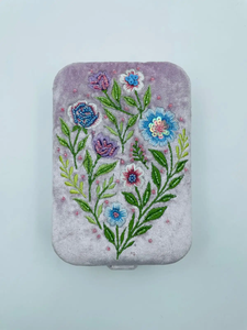 Embroidered Floral Jewelry <b>Box</b> Rectangle <b>Vintage</b> Style Lids for Jewellery Storage - Product Image 1
