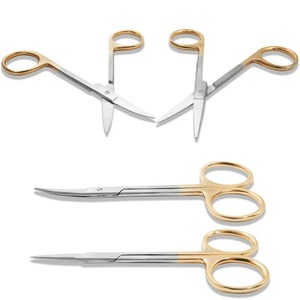 Tijeras Dentales Manuales de Acero Inoxidable Chapadas en Oro, Puntas Rectas y Curvas, Pinzas Hemostáticas, Instrumento de Laboratorio Dental Quirúrgico - Product Image 5
