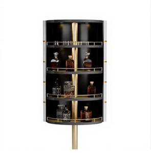 Axis Solid Wood <b>Bar</b> Cabinet Custom Spinning Modern Home <b>Bar</b> Unit with Stainless Steel Handles 5 Plus Compartments - Product Image 1