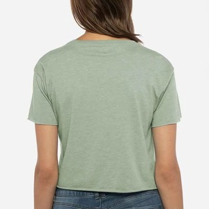 Camiseta Corta de Color Sólido para Mujer, Cuello Redondo, Manga Corta, Corte Regular, Informal, de Verano, Transpirable, de Secado Rápido, Poliéster/Algodón - Product Image 3