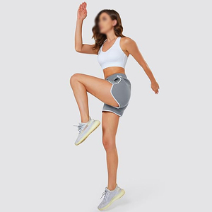 <b>Grey</b> <b>Women</b> Gym <b>Shorts</b> Polyester Contrast Trim Yoga <b>Shorts</b> with Drawstring Side Pocket Quick Dry Breathable Running <b>Shorts</b> - Product Image 5