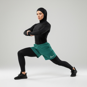 Pantalones Cortos Deportivos 2 en 1 para Mujeres Musulmanas, Cintura Elástica, Transpirables, para Fitness, Gimnasio, Entrenamiento, Running, Deportes al Aire Libre - Product Image 1