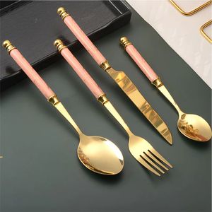 Luxury Rose Gold Stainless Steel Cutlery <b>Set</b> Mirror Polished 4-Piece Flatware Eco-Friendly <b>Dinnerware</b> <b>for</b> Home & Hotel Flatware - Product Image 6