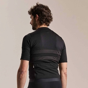 Maillot de Ciclismo Negro de Manga Corta para Hombre, Ropa Deportiva, Top de Ciclismo con Cremallera Frontal Completa y Diseño de Panel de Malla - Product Image 3