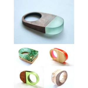 Alfombrillas y Protectores para Anillos de Dedo de Resina y Madera de Estilo Artístico - Product Image 2