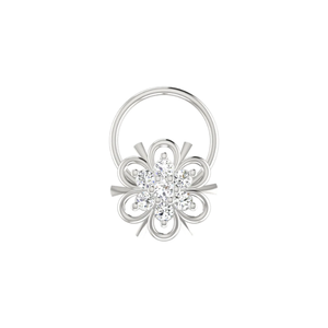 0.09 Carat Natural Diamond Round Brilliant Cut Flower Ethnic 14K Gold Nose Pin HI Color VS-SI Clarity Fine Body Jewelry - Product Image 2