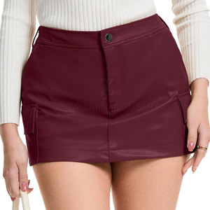 Jupe cargo en cuir style moderne, taille haute, coupe confortable, poches fonctionnelles, solution de fabrication sous marque privée - Product Image 2