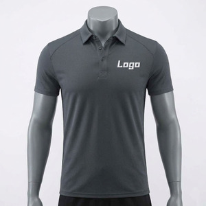 Polo de Punto de Manga Corta Gris Oscuro para Hombre con Logotipo Estampado en la Parte Delantera, de Secado Rápido y Estilo Casual - Product Image 1