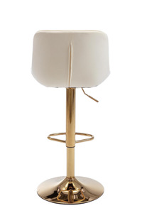 Modern Light Luxury Design Hotel and Bar <b>Adjustable</b> Height <b>Stool</b> Metal Frame Arms & Backrest White Leather Bar <b>Stool</b> - Product Image 3