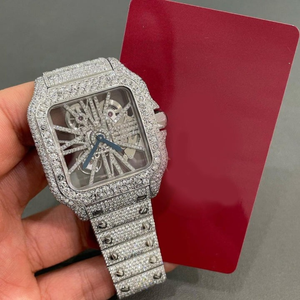 Reloj de Diamantes Incoloros Cultivados en Laboratorio de Alta Calidad, Automático, Mecánico, Estilo Ejecutivo, Oro Blanco, 20 mm, Estilo Hip Hop, con Incrustaciones de Diamantes DEF - Product Image 6