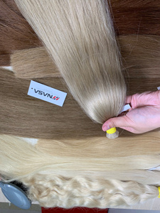 ผมต่อเวียดนามแท้ 100% แบบตรง สีน้ำตาลอ่อน แบบเป็นมัด ปลายผมเต็มเส้น เย็บสองชั้นด้วยเครื่องจักร - Product Image 1