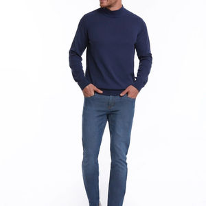 Men <b>Mock</b> T-Shirt <b>Neck</b> Long Sleeve Minimalist Solid Color Business Casual Oversized 100% Cotton Eco-Friendly Breathable <b>Top</b> - Product Image 3