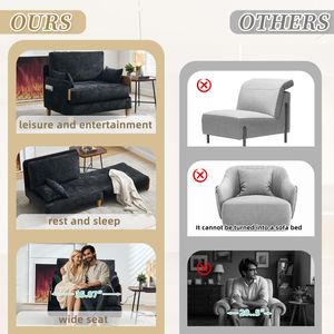 3-in-1 Convertible Mid for Century Modern Decor <b>Foldable</b> <b>Sofa</b> <b>Bed</b> Recliner for Small Spaces with Three Pillows - Product Image 5