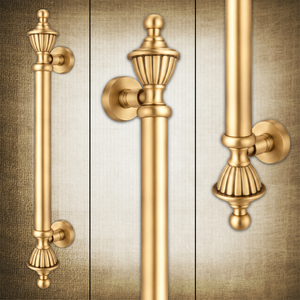 Metro Brass Double <b>Door</b> <b>Handle</b> Traditional Entry Pull <b>with</b> Decorative Finials - Product Image 4