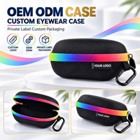 Étui à lunettes de sport personnalisé avec étiquette tissée, coque rigide en nylon EVA, fermeture éclair dégradée et mousqueton pour le cyclisme et la course à pied