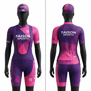 Tenue de cyclisme haut de gamme en polyester/coton 360g, impression numérique personnalisée, respirante, écologique, séchage rapide, maillot et cuissard unisexe - Product Image 1