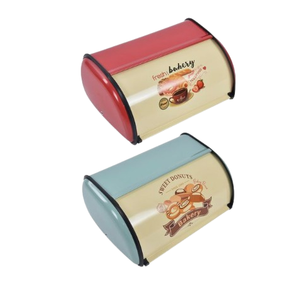Nouvel ensemble de deux boîtes à pain extra-larges de style campagnard pour cuisine, boîte de rangement pour pain, boîte à pain personnalisée en étain - Product Image 1