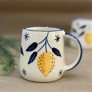 Juego de Tazas de Café de Cerámica con Patrón de Chevron Azul, Acabado Brillante, Construcción Duradera, Asa Cómoda, Perfecto para Té, Café, Hogar, Regalo - Product Image 5