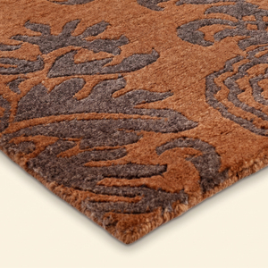 Tapis en laine tufté à la main marron brun anthracite, motif floral damassé traditionnel, antidérapant, écologique, à poils épais pour salon - Product Image 5