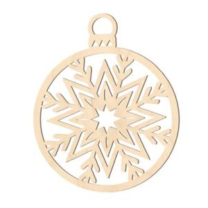 Ornement de Noël en bois naturel en forme de flocon de neige, découpé au laser, pendentif en bois vierge à suspendre, décoration de fête, artisanat DIY, vente en gros - Product Image 1