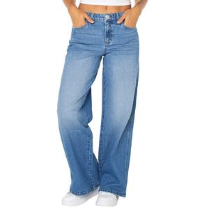 Adult Ladies Denim Pencil Pants Button And Zipper Cluster <b>Elastic</b> Waist Cotton <b>Jeans</b> Women's Denim Pants Wit OEM Service - Product Image 3