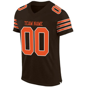 Maillot de football américain personnalisé pour homme, marron et orange, en mesh, col en V, manches courtes, respirant, avec impression du nom et du numéro de l'équipe, vêtements de sport - Product Image 3