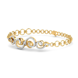 Luxury Yellow Gold Diamond Chain <b>Bracelet</b> Women's Everyday Wear Round Brilliant Cut Channel Setting Link Design - Product Image 2