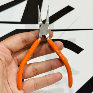 Outils de bijouterie, pince à bec rond faite à la main, 120 mm, acier inoxydable, pince à boucler le fil, poignée en PVC personnalisée, pince à bijoux pour la création artisanale - Product Image 4