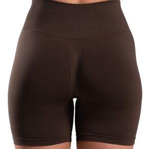 Shorts Deportivos de Cintura Alta para Mujer, Color Marrón Oscuro, Sin Costuras, Elásticos, para Gimnasio, Fitness, Entrenamiento y Ejercicio - Product Image 4