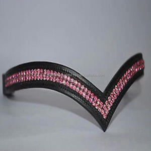 ส่วนตัวแข่งม้าผลิตภัณฑ์และอุปกรณ์เสริมแฮนด์เมดที่ว่างเปล่าช่องหนังม้าคิ้ววง2แถวสีชมพูคริสตัล Bling - Product Image 5