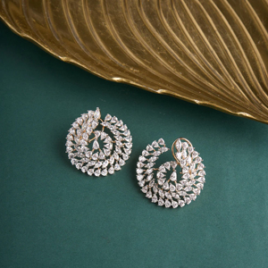 Luxury 18K Gold Plated <b>Crystal</b> <b>Stud</b> <b>Earrings</b> Pear Cut Flower Shape Women Wedding Jewelry - Product Image 1