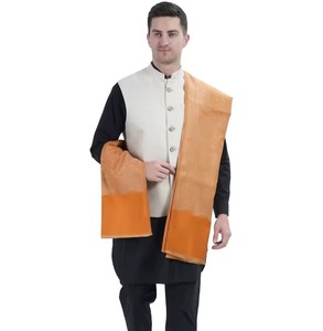 Châle traditionnel afghan pour homme en tissu orange de qualité supérieure, fait main, ethnique pashtun, pour l'hiver, vente en gros - Product Image 1