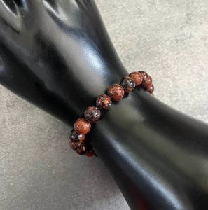 Pulsera de Piedras Preciosas de Obsidiana de Caoba Natural al por Mayor, Cuentas Redondas, para Hombres y Mujeres - Product Image 2