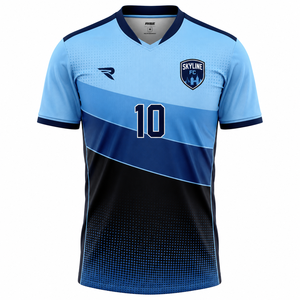 Camiseta de Fútbol RISE Skyline FC para Hombre, Azul Marino Claro, Sublimación, 10% Poliéster Transpirable - Product Image 1