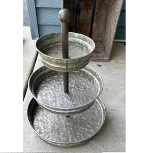Support de service décoratif à 3 niveaux en métal galvanisé, plateau rond pour cupcakes et desserts, idéal pour mariages et fêtes - Product Image 1